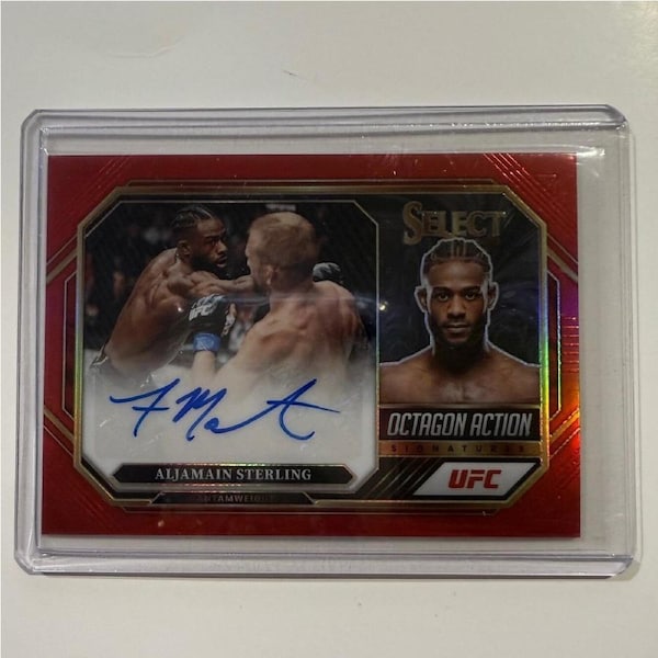 2023 Panini Select UFC - ALJAMAIN STERLING Octagon Action Red Auto 21/99 #OA-AJS