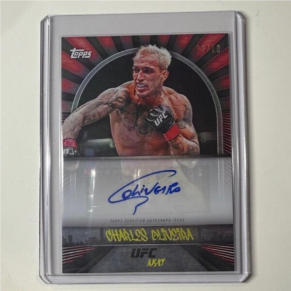 2024 TOPPS UFC NYC - CHARLES OLIVEIRA Red AUTO 02/10 #3C