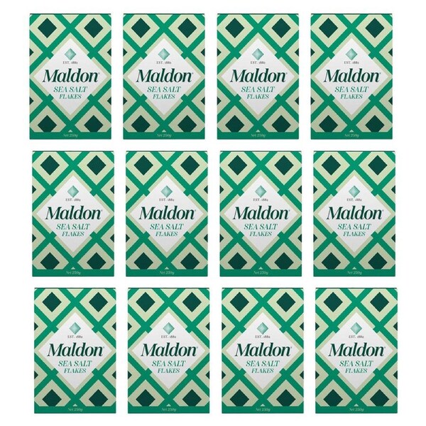 12PK Maldon Finishing Crunchy Sea Salt Flakes Kosher Certified Organic 250g