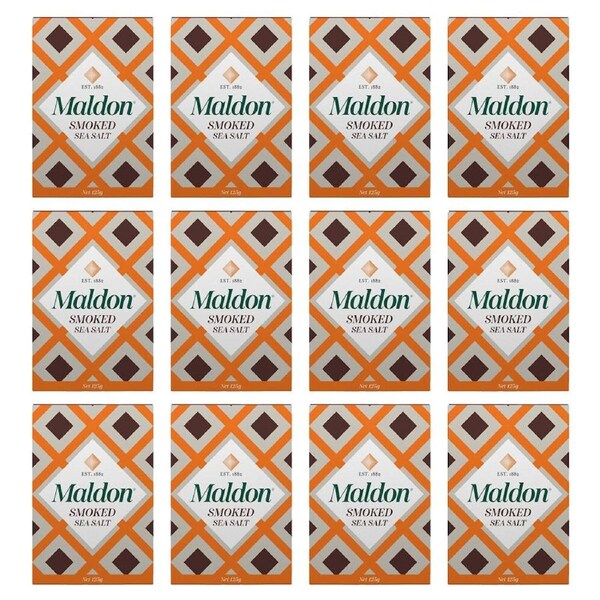 12PK Maldon Cold Lightly Smoked Crunchy Finishing Sea Salt for Fish/Meat 125g