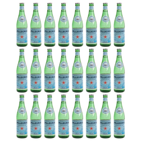 24PK San Pellegrino Italian Sparkling Mineral Water Green Glass Bottle 500ml