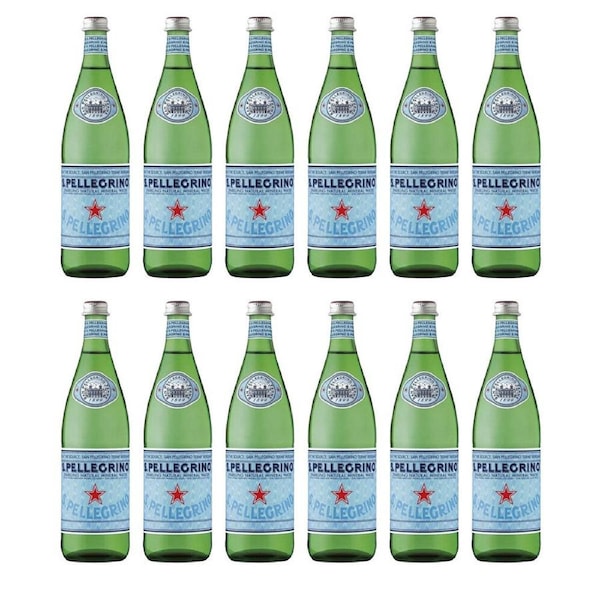 12PK San Pellegrino Italian Sparkling Mineral Water Green Glass Bottle 750ml