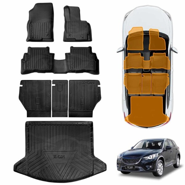 Floor Mats Boot Liner Set for Mazda CX5 CX-5 2012-2017 All Weather Heavy Duty Car Trunk Cargo Kick Mats Back Seat Protector Cover