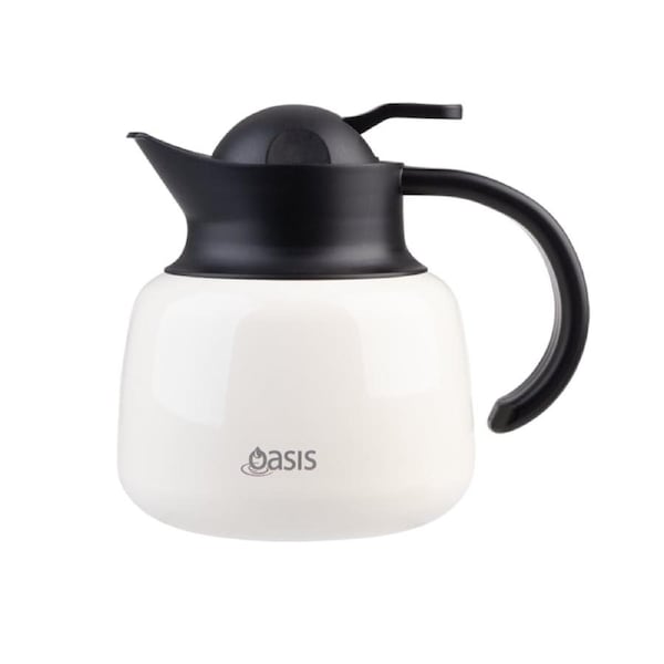 Oasis Stainless Steel Double Wall Insulated Teapot + Strainer 750ml - Ivory