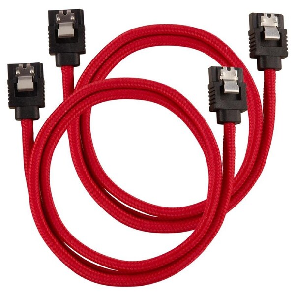 Corsair Premium Sleeved SATA Cable 60cm Red 2-Pack