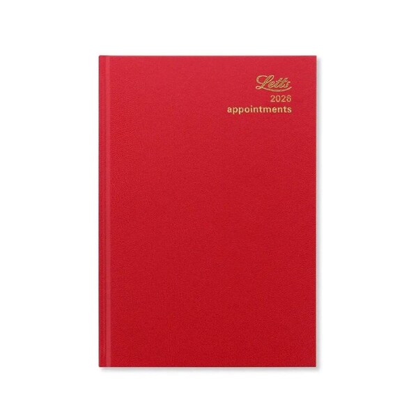 2026 Diary Letts of London Standard A5 Day to Page w/ Appointments Red T11XRD