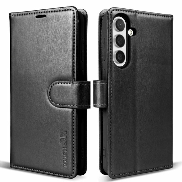 Tough On Samsung Galaxy S25 Plus Flip Wallet Leather Case Black