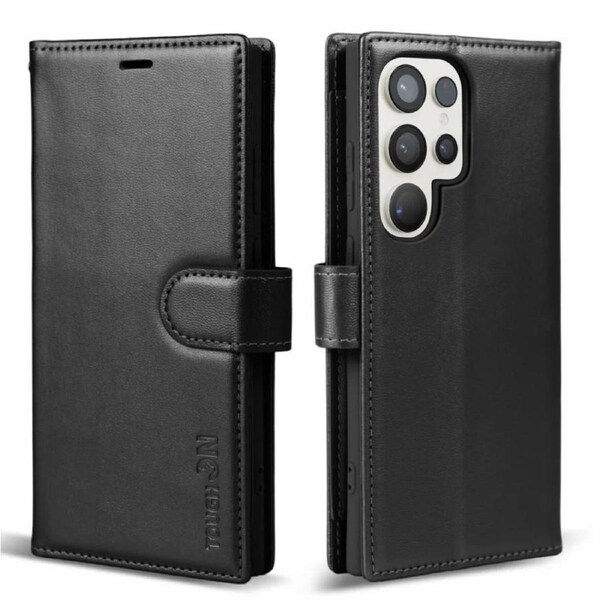 Tough On Samsung Galaxy S24 Ultra Wallet Leather Case Black