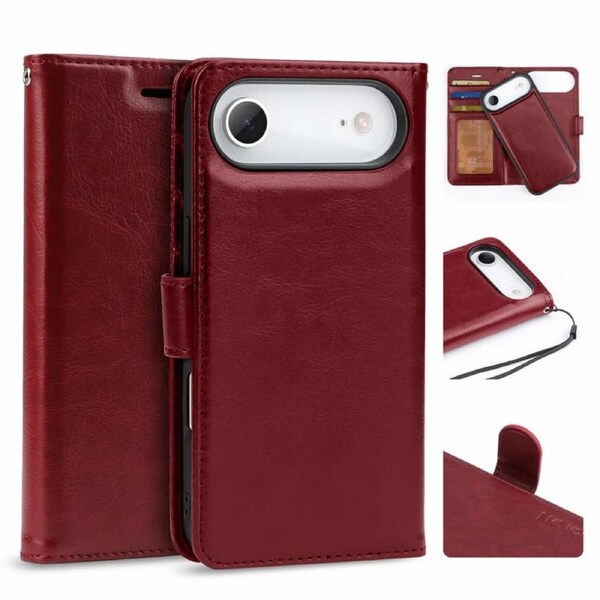 Tough On Magnetic Detachable Leather Case for iPhone Air Red