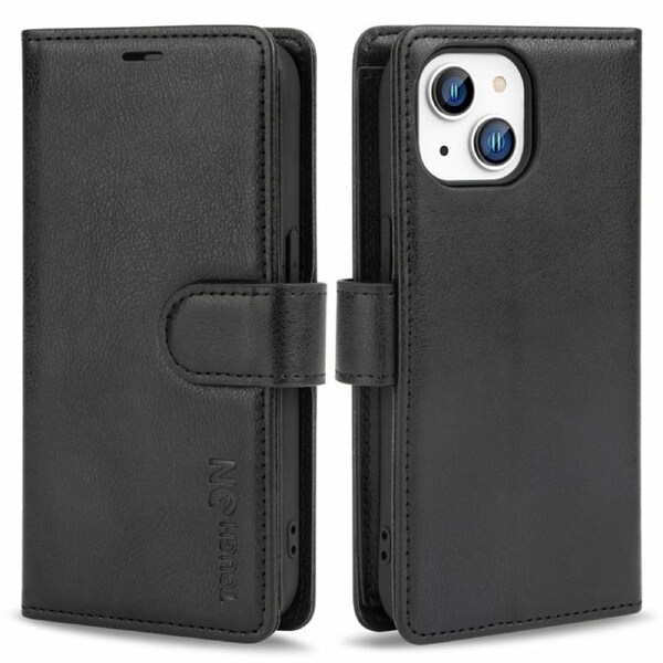 Tough On iPhone 16e / iPhone 15 Flip Wallet Leather Case Black