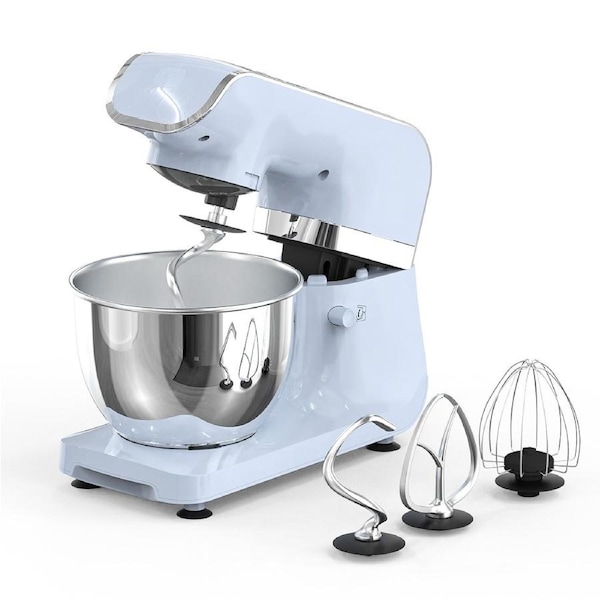 YOPOWER Stand Mixer for Home Baking, 4.5L Food Processor with Digital Timer, 6-Speed Tilt-Head Kitchen Food Mixer, Dough Hook Beater Whisk, Planetary Mixing Machine