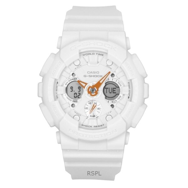 Casio F-SHOCK Quartz GMA-S120SA-7A1 Ladies Watch Magnetic Resistant Analog Digital Bio-Based Resin White Dial 200M