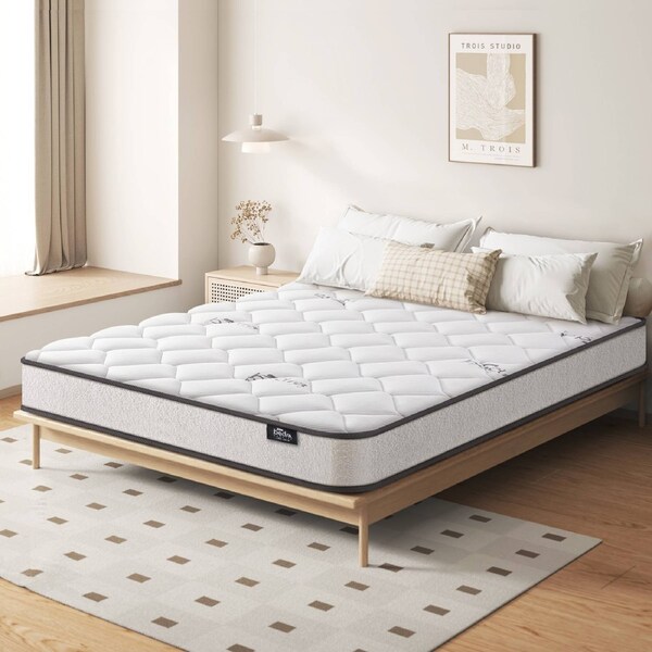 Bedra Double Mattress Bed Queen King Single Luxury Boucle Bonnell Spring 16cm Queen