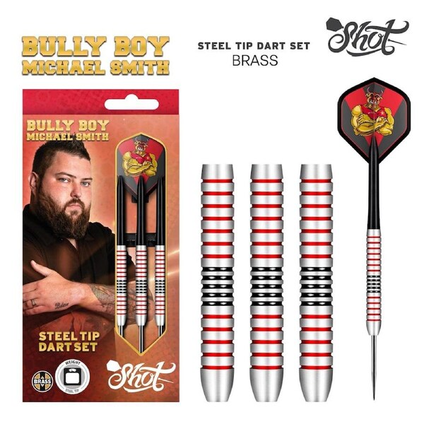 Shot Darts Official Michael Smith 'Bully Boy' Brass Dart Set Steel Tip 24gm