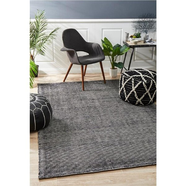Rug Culture Abode Black Handmade Cotton & Rayon Contemporary Rug 320X230CM