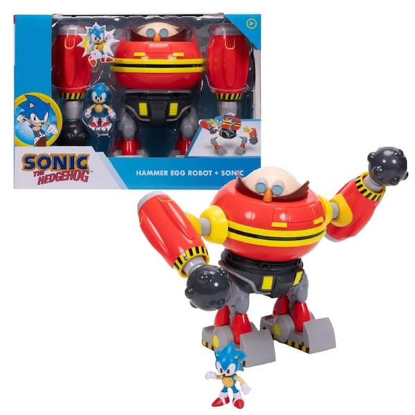 Sonic the Hedgehog Hammer Egg Robot with Sonic Deluxe 2.5 inch Figure Playset