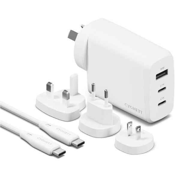Cygnett Voyager 67W Multi Port Wall Charger (US/AU/UK/EU Plug Adapters?) - White