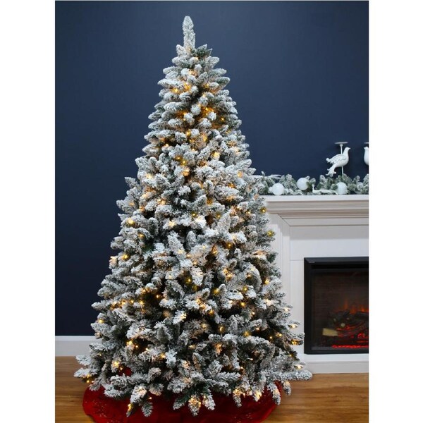 Bavarian Snow Flocked Fir 7ft Pre-Lit Christmas Tree Warm White LED