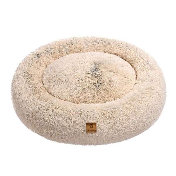 Faux Fur Fluffy Calming Pet Bed (Cream) - Large