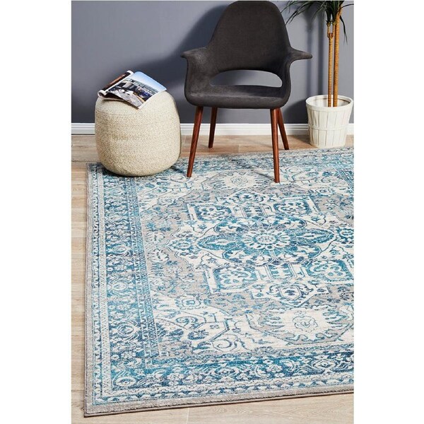 Rug Culture Abode Sky Blue Florette Vintage Look Rug 230X160CM
