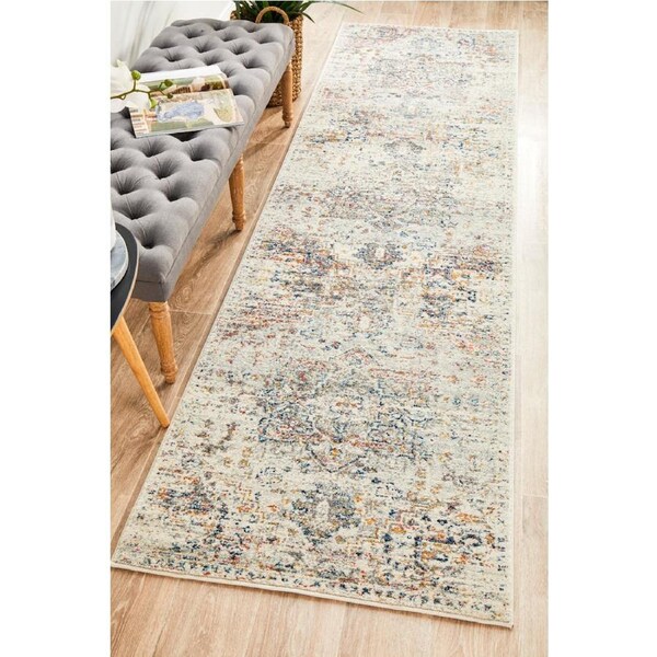 Rug Culture Abode Silver Multi Bohemian Transitional Runner Rug 400X80CM