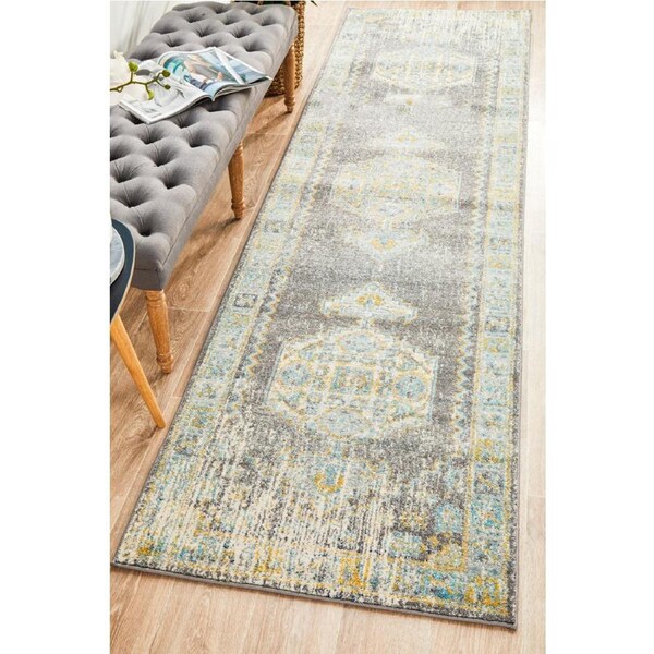 Rug Culture Abode Grey Multi Bohemian Transitional Runner Rug 400X80CM