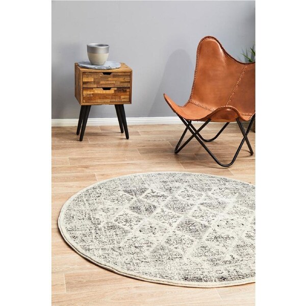 Rug Culture Abode Grey Bohemian Transitional Round Rug 150X150CM