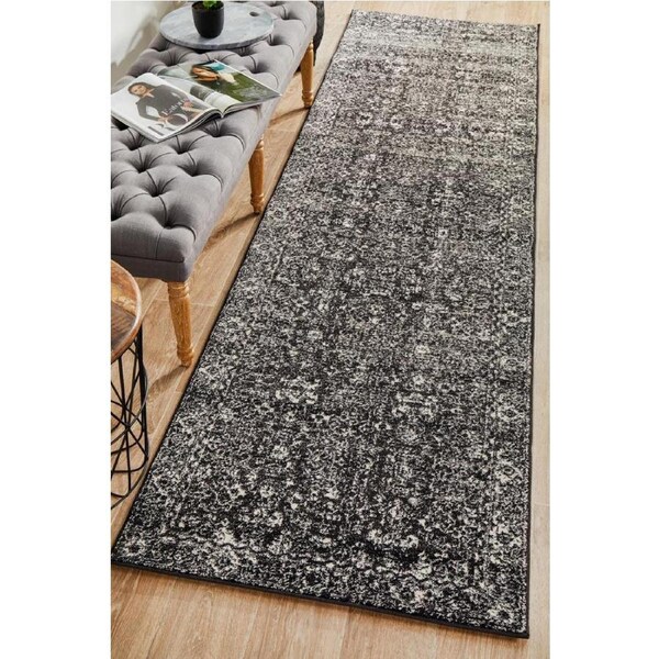 Rug Culture Abode Charcoal Vintage Style Runner Rug 400X80CM