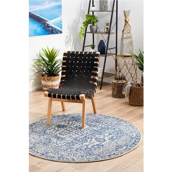 Rug Culture Abode Blue Vintage Fleur Round Rug 150X150CM