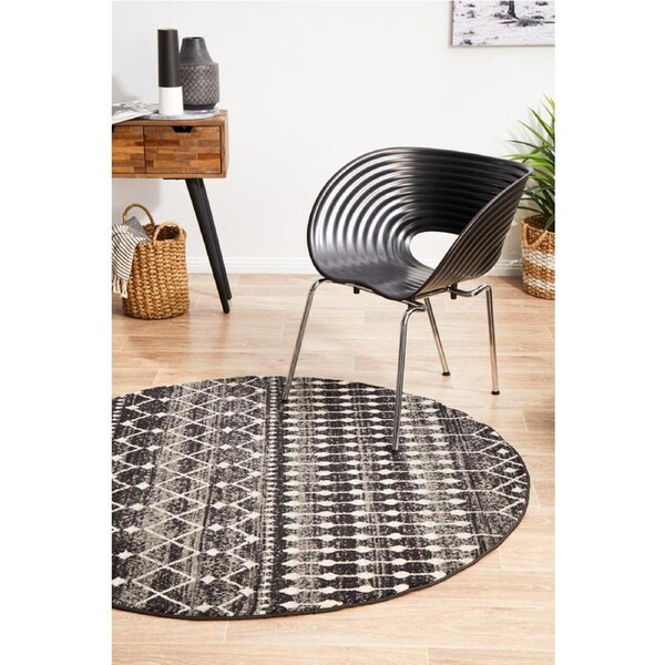 Rug Culture Abode Black Tribal Round Rug 200X200CM