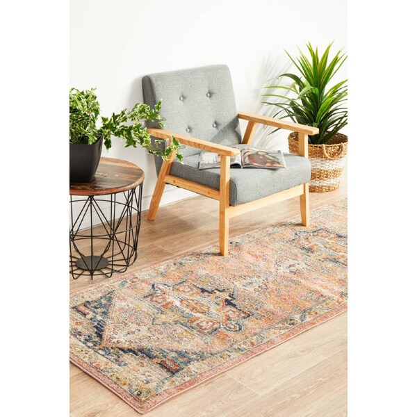 Rug Culture Abode Salmon Multi Vintage Look Aztec Runner Rug 300X80CM