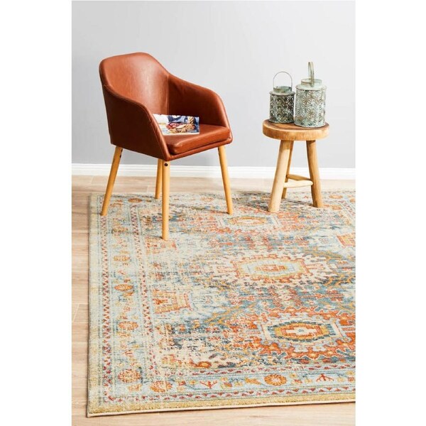 Rug Culture Abode Blue Multi Vintage Look Aztec Rug 290X200CM