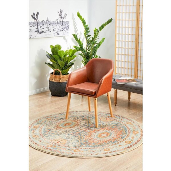 Rug Culture Abode Blue Multi Vintage Look Aztec Round Rug 150X150CM
