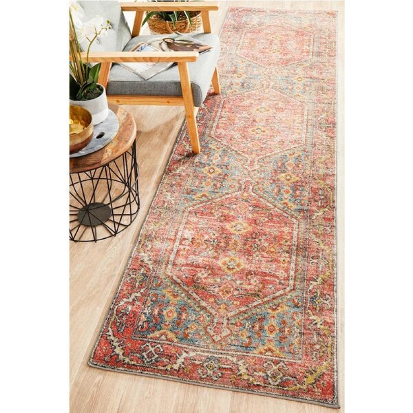 Rug Culture Abode Crimson Multi Vintage Look Aztec Runner Rug 500X80CM