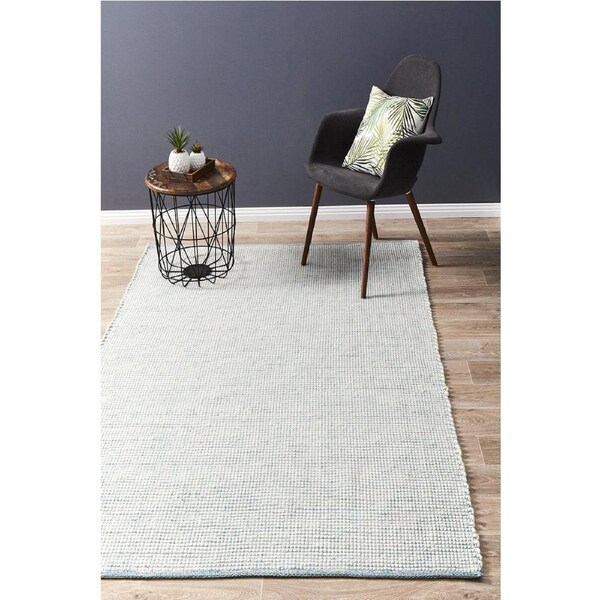 Rug Culture Abode Blue & White Handmade Felted Wool Scandi Rug 225X155CM