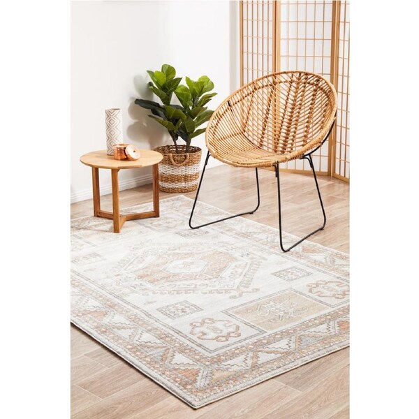 Rug Culture Abode Natural & Peach Aztec Durable Rug 400X300CM