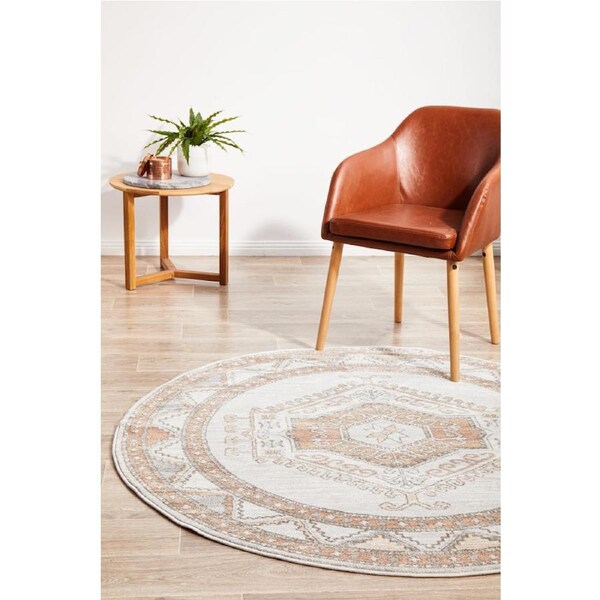 Rug Culture Abode Natural & Peach Aztec Durable Rug 240X240CM