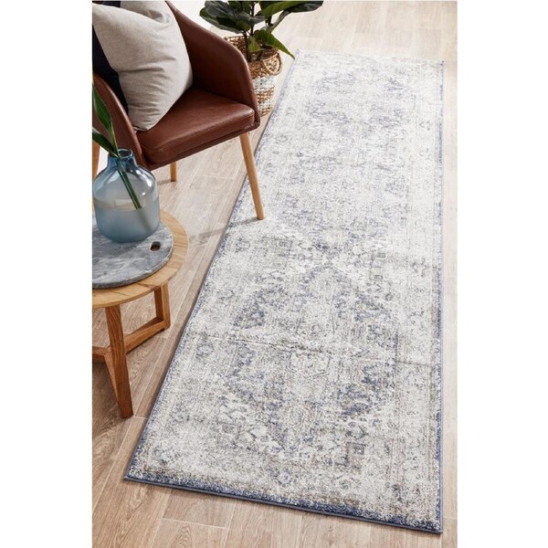 Rug Culture Abode Ocean Blue Vintage Look Durable Rug 400X80CM