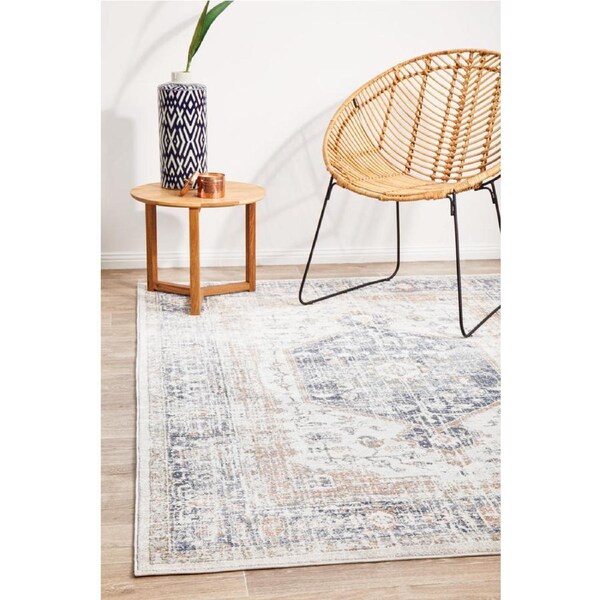 Rug Culture Abode Blue & Peach Vintage Look Durable Rug 290X200CM