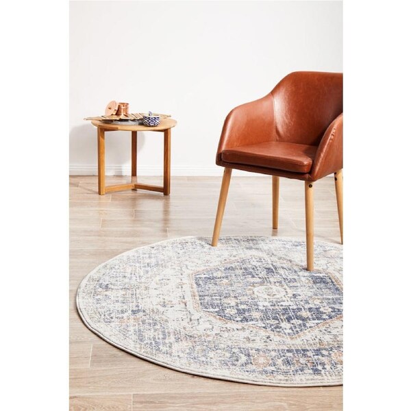 Rug Culture Abode Blue & Peach Vintage Look Durable Rug 200X200CM