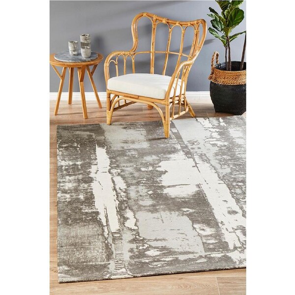 Rug Culture Silver Grey Abstract Jacquard Woven Rug 280X190CM
