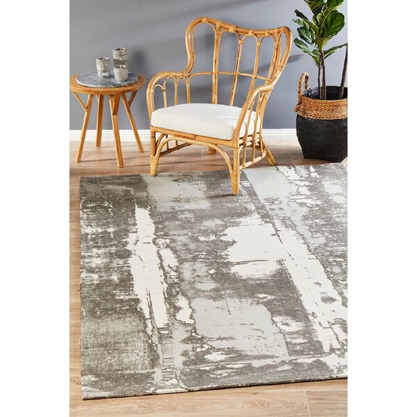 Rug Culture Silver Grey Abstract Jacquard Woven Rug 400X300CM