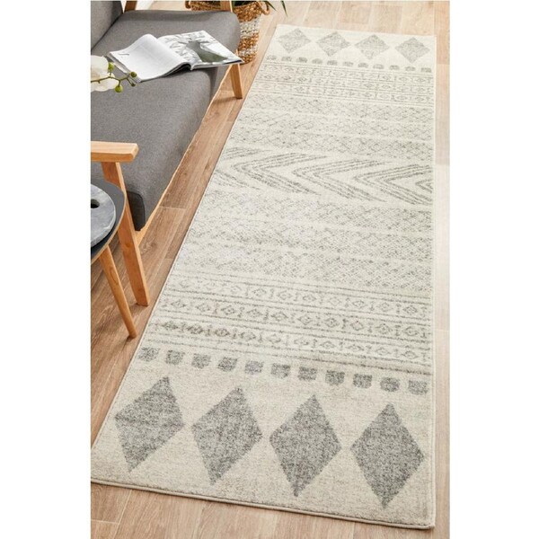 Rug Culture Monochrome Geometric Runner Rug 300X80CM