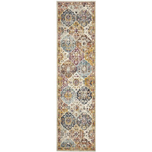 Rug Culture Multi Durable Moroccan Tile Runner Rug 400X80CM
