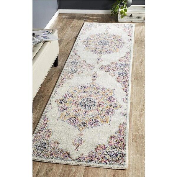 Rug Culture Bone & Multi Durable Vintage Look Runner Rug 400X80CM