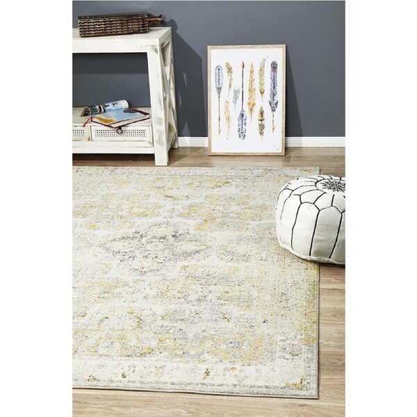 Rug Culture Yellow & Grey Durable Vintage Look Rug 290X200CM