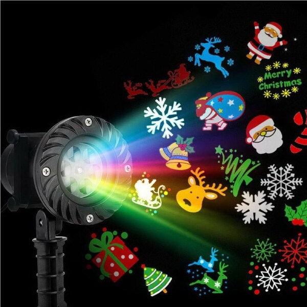 Christmas Laser Light Projector 12 Designs Outdoor Decor with Spike 200m²