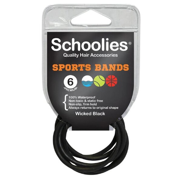 Schoolies Sports Bands 6pc- Wicked Black