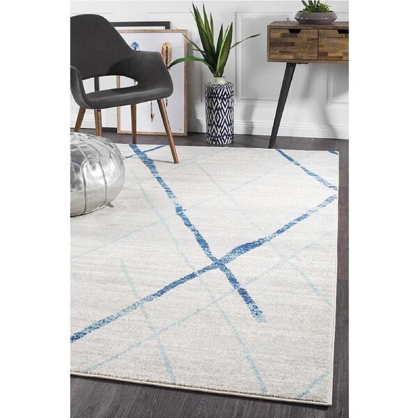 Rug Culture Blue & Bone Ivory Coastal Durable Rug 330X240CM