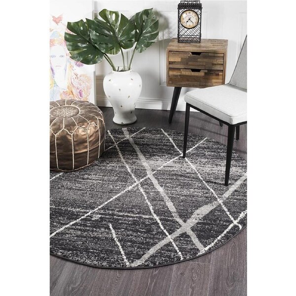 Rug Culture Charcoal & Grey Abstract Durable Round Rug 200X200CM